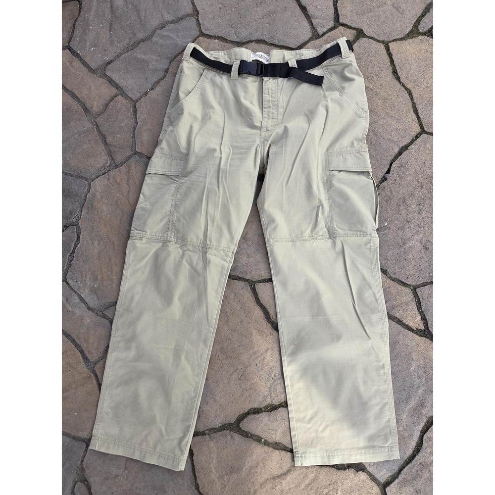 Field & Stream Mens 40x32 Beige Cargo Pants Belted Outdoor Workwear Hiking